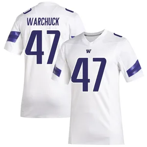 Cameron Warchuck Adidas Washington Huskies Men's Premier Replica Football Jersey - White