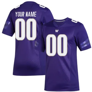 Custom Adidas Washington Huskies Men's Premier Replica Football Jersey - Purple