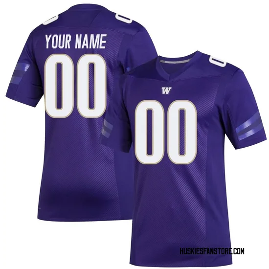 Custom Adidas Washington Huskies Men's Premier Replica Football Jersey - Purple
