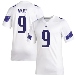 Jacob Manu Adidas Washington Huskies Men's Premier Replica Football Jersey - White
