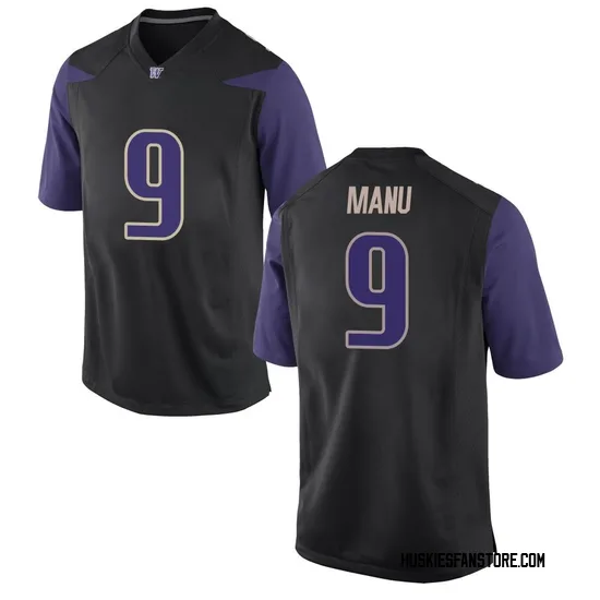 Jacob Manu Nike Washington Huskies Youth Replica Football College Jersey - Black