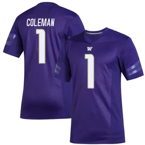 Jonah Coleman Adidas Washington Huskies Youth Premier Replica Football Jersey - Purple