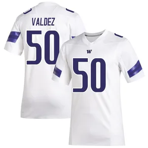 Sebastian Valdez Adidas Washington Huskies Youth Premier Replica Football Jersey - White