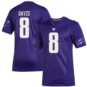 Tacario Davis Adidas Washington Huskies Men's Premier Replica Football Jersey - Purple