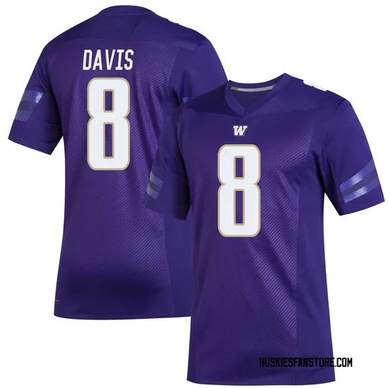 Tacario Davis Adidas Washington Huskies Men's Premier Replica Football Jersey - Purple