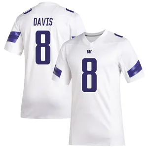 Tacario Davis Adidas Washington Huskies Men's Premier Replica Football Jersey - White