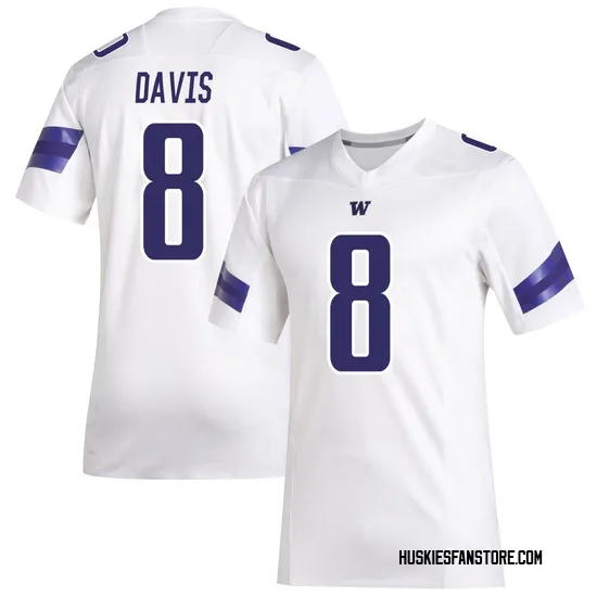 Tacario Davis Adidas Washington Huskies Youth Premier Replica Football Jersey - White