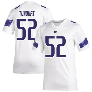 Voi Tunuufi Adidas Washington Huskies Youth Premier Replica Football Jersey - White